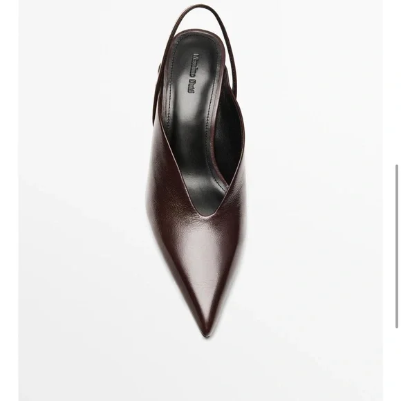 burgundy Slingback Heels Massimo Dutti - Picture 2 of 7